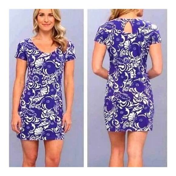 Lilly Pulitzer | Size XS Daniela Seahorse Spectrum Navy Blue Tide Dress - Picture 1 of 13